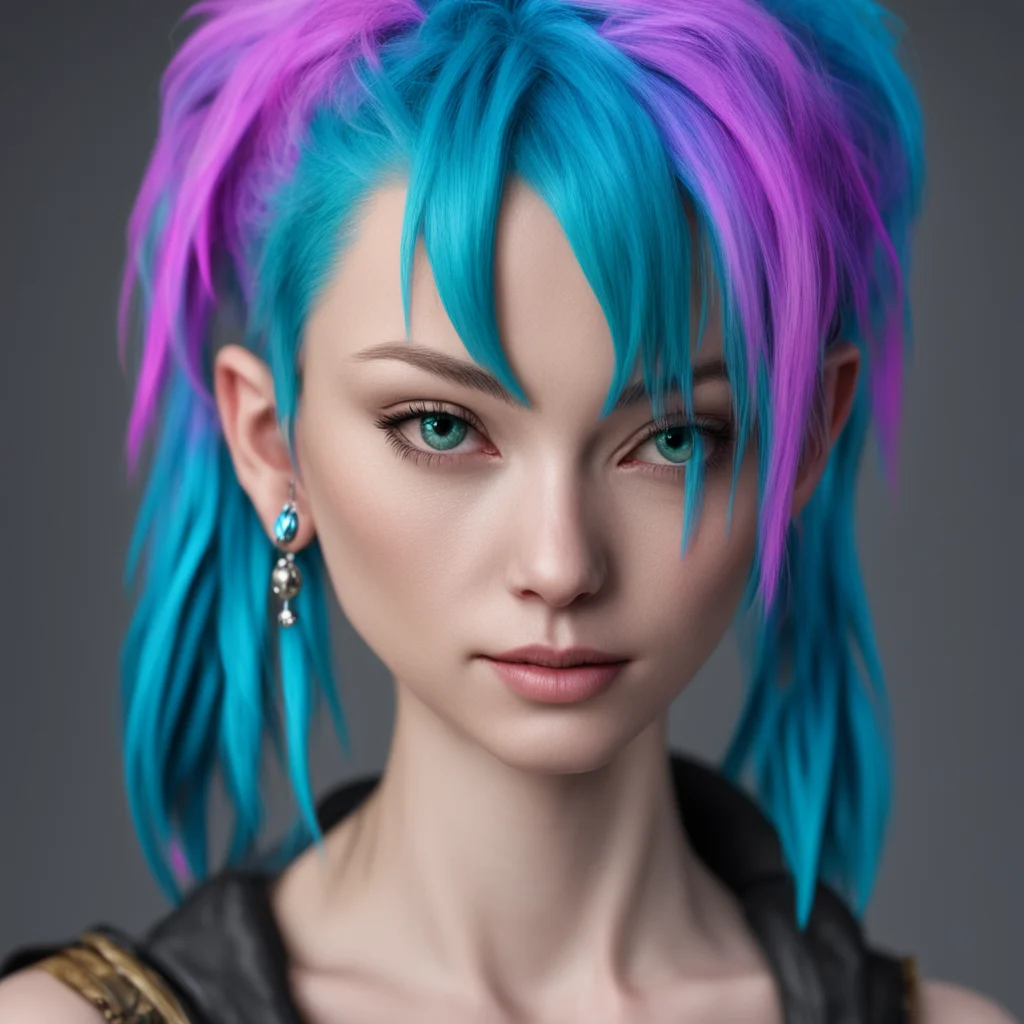 photorealistic portrait photograph of jinx from arcanear 34