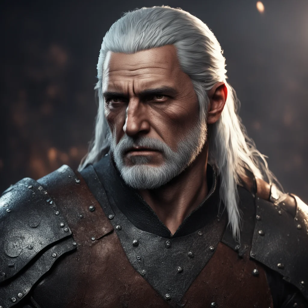 photorealistic slim Geralt before he became the witcher wearing leather armor cinematic 4k dramatic lighting