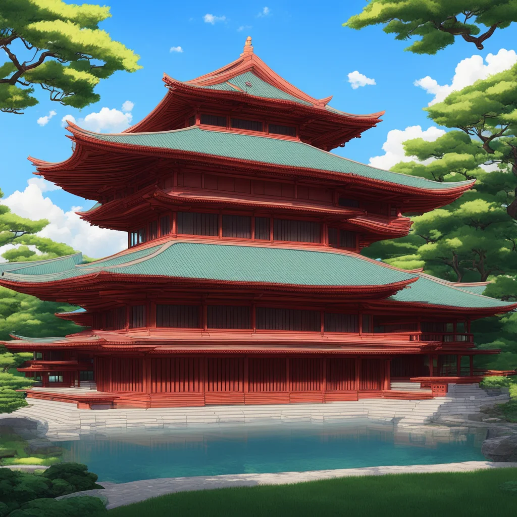 photorealstic style of frank lloyd wright japanese palace by Studio Ghibli Anime style