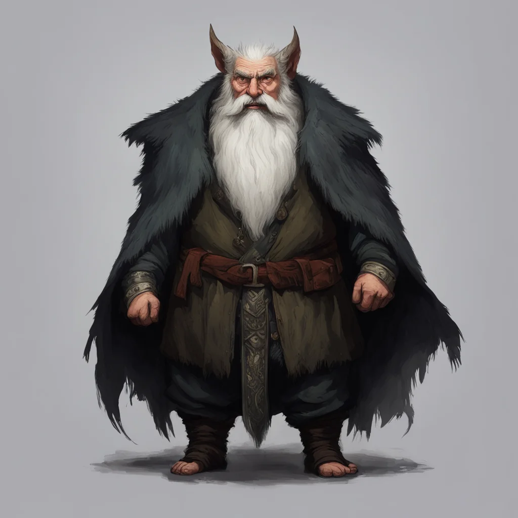 picture of old vicious whitebearded dwarf wearing wolfhead cloak in style of Victor Adame Minguez