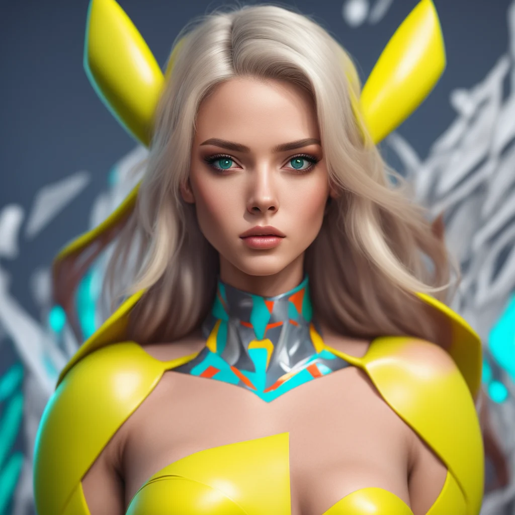 pikachu inspired rave womanlike jessica alba and margo robbie heroine realistic photo portrait intricate complexity rule