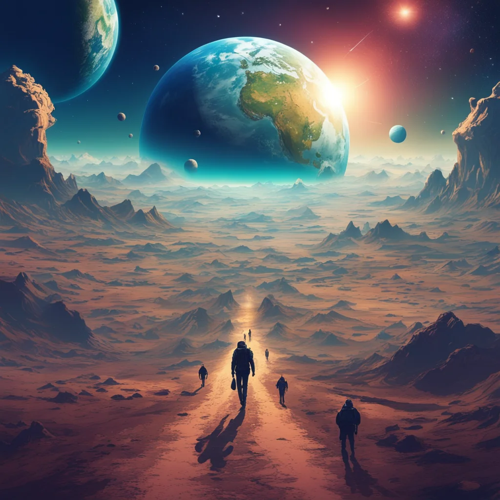 planet earth millions of humans walking togehter on a path to a better future concept art trending on art station