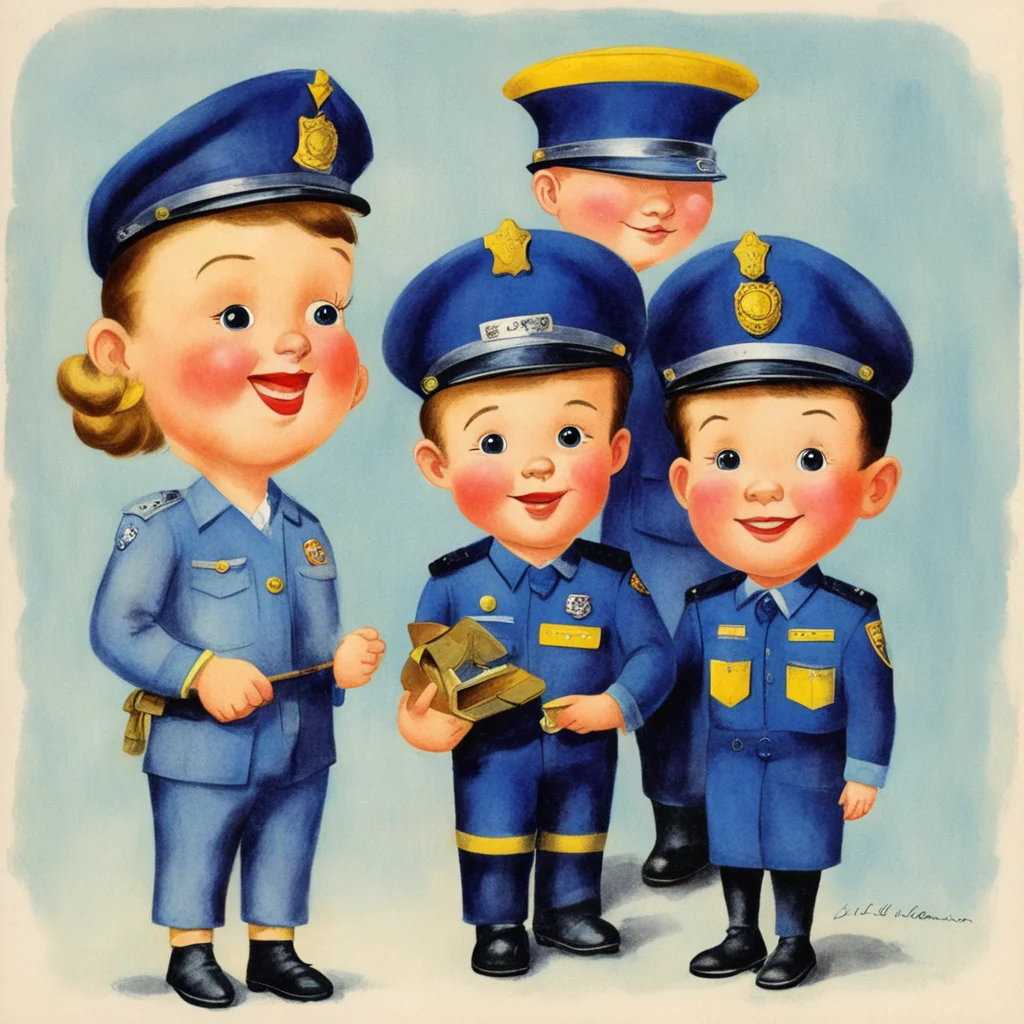 police officer cute childrens illustration Little Golden Books 1950 ar 1117
