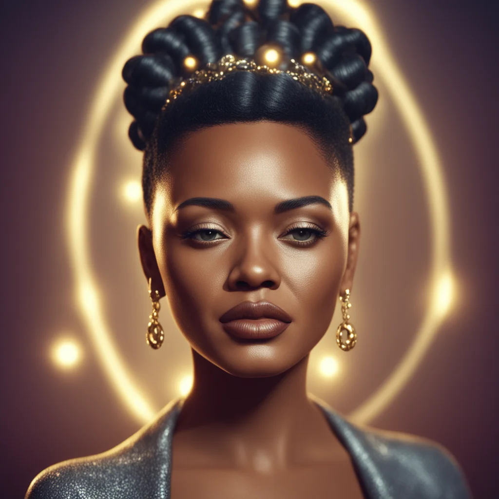 portrait of Billie Holiday with a halo above head highly detailed perfect symmetrical face super realistic unreal engine 8k 50mm soft bright lights brig