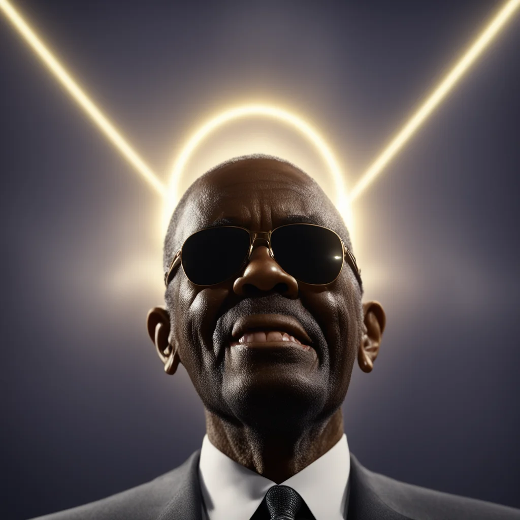 portrait of Ray Charles with a halo above head highly detailed perfect symmetrical face super realistic unreal engine 8k