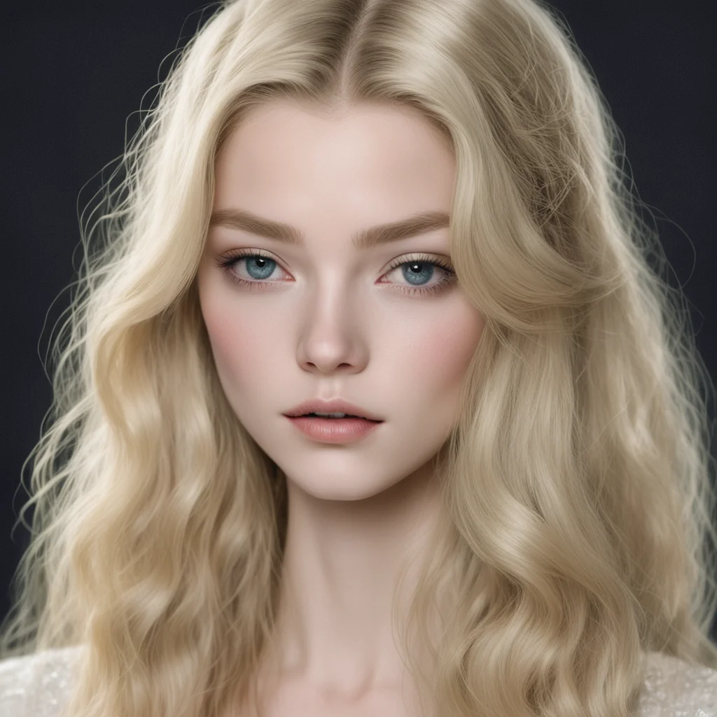 portrait of beautiful anya taylor joy with long blonde hair fantasy highly detailed clear skin painterly by Yoshitaka Am