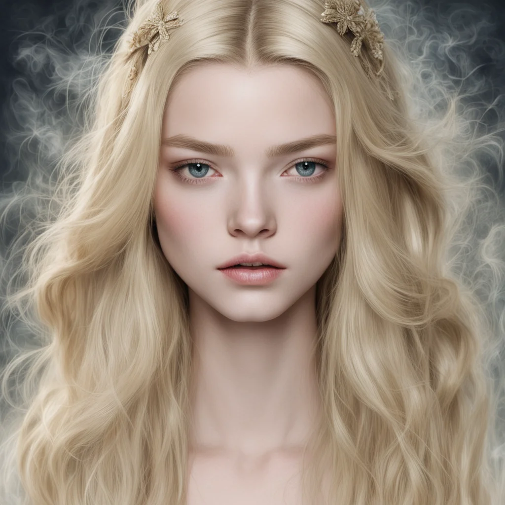 portrait of beautiful anya taylor joy with long blonde hair fantasy highly detailed clear skin symmetrical eyes painterl