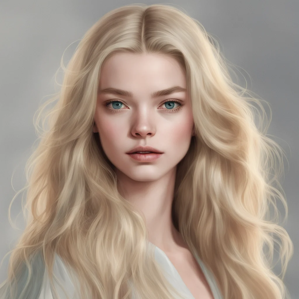 portrait of beautiful anya taylor joy with long blonde hair fantasy trending in artstation portraits painterly by Yoshit