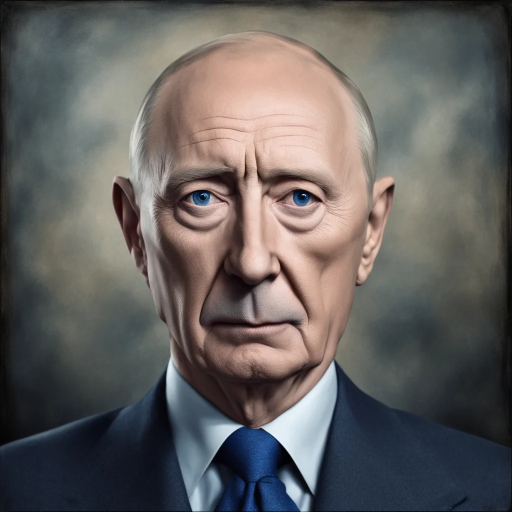 portrait of old evil putin mixed with hitler  crowd  gloomy  muted colours  foggy  renaissance painting  blue symmetrica