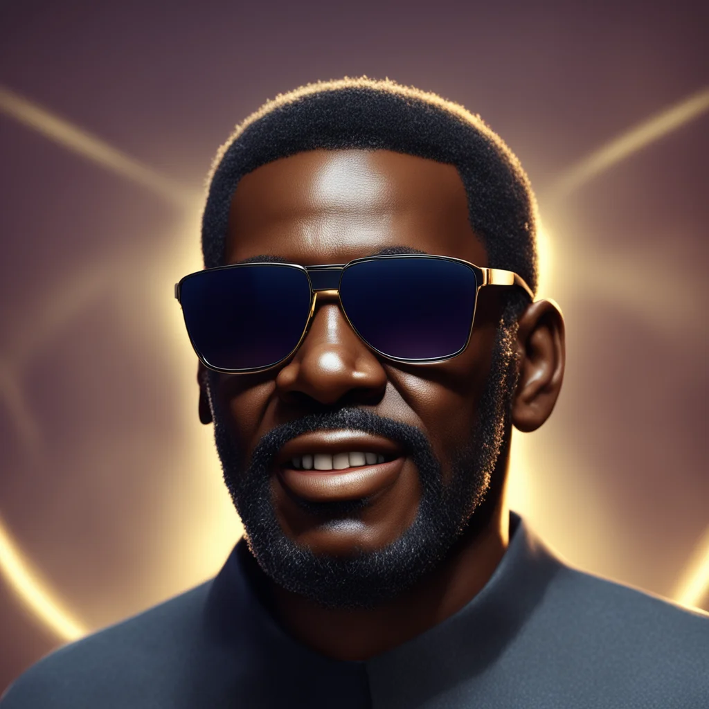 portrait of young adult Ray Charles with a halo above head highly detailed perfect symmetrical face super realistic unre