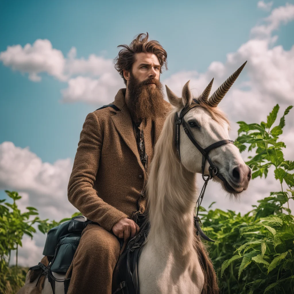 portrait wide angle shot of a majestic regal proud Hemp plant super hero brown face with beard thin man with back hair l