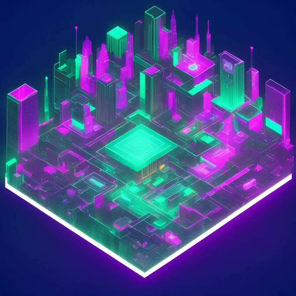 poster concept metaverse city isometric view hologram style trending on behance ar 34