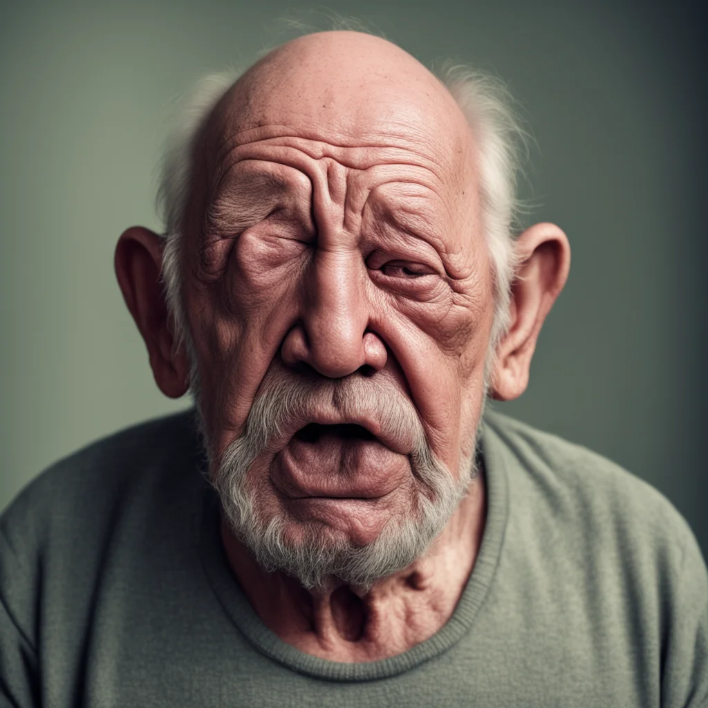 pregnancy photo shoot of an ugly old man bulbous nose grotty crying hyper realism photo real high definition old photogr