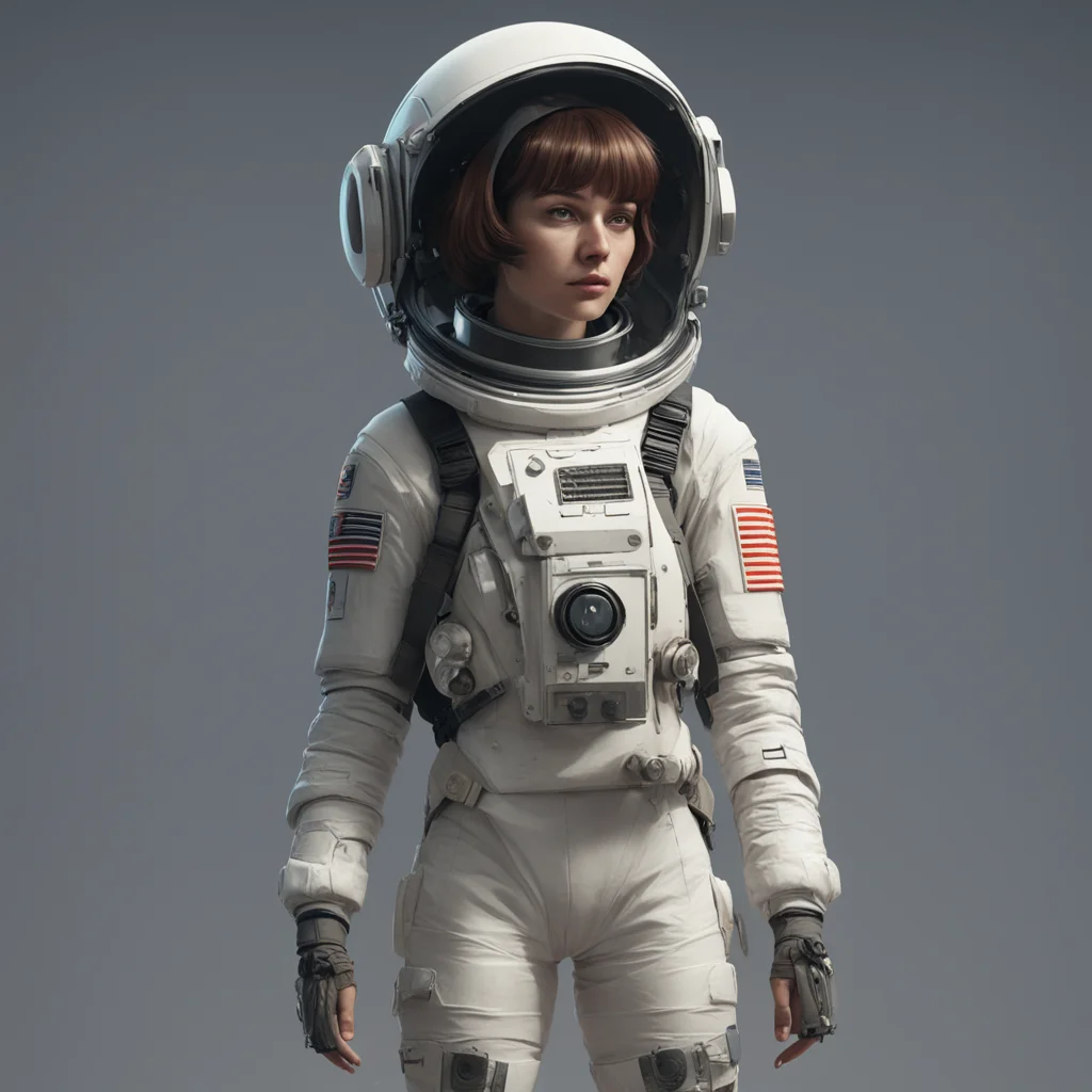 pretty young woman full body character concept short hair wearing astronaut helmet artstation muted background cinematic