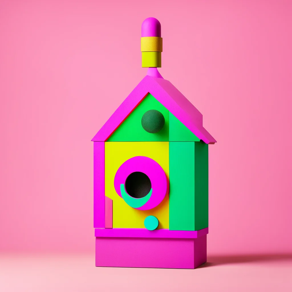 product shot Yinka Ilori designed birdhouse industrial design pops of color