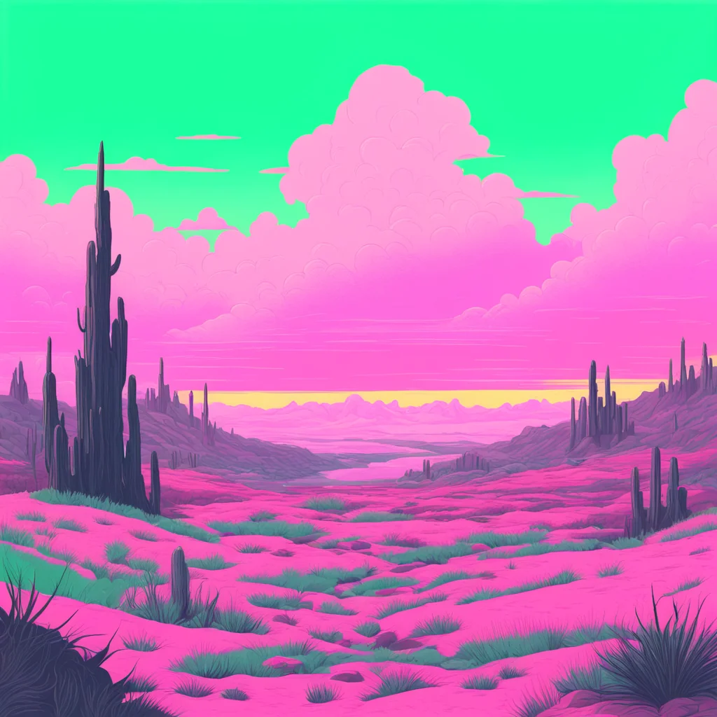 punk western aesthetic landscape detailed illustration pastel colors