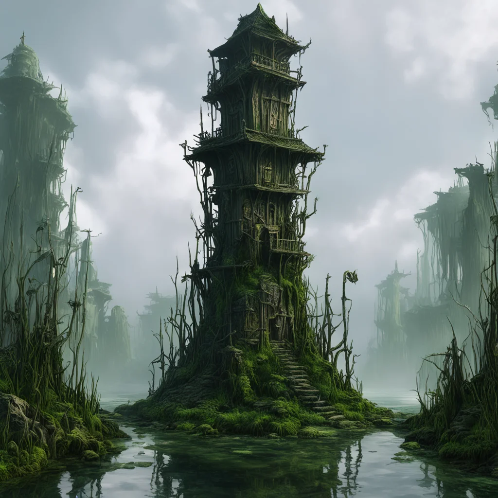 punk wizard tower stilts magical swamp aspect 15