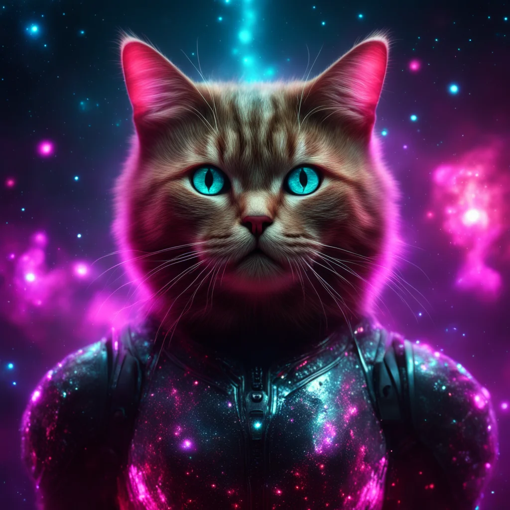 quantum morphogenetic field of a Kardashev type IV cat with a soft glowing translucent fractal body armour ultra realist