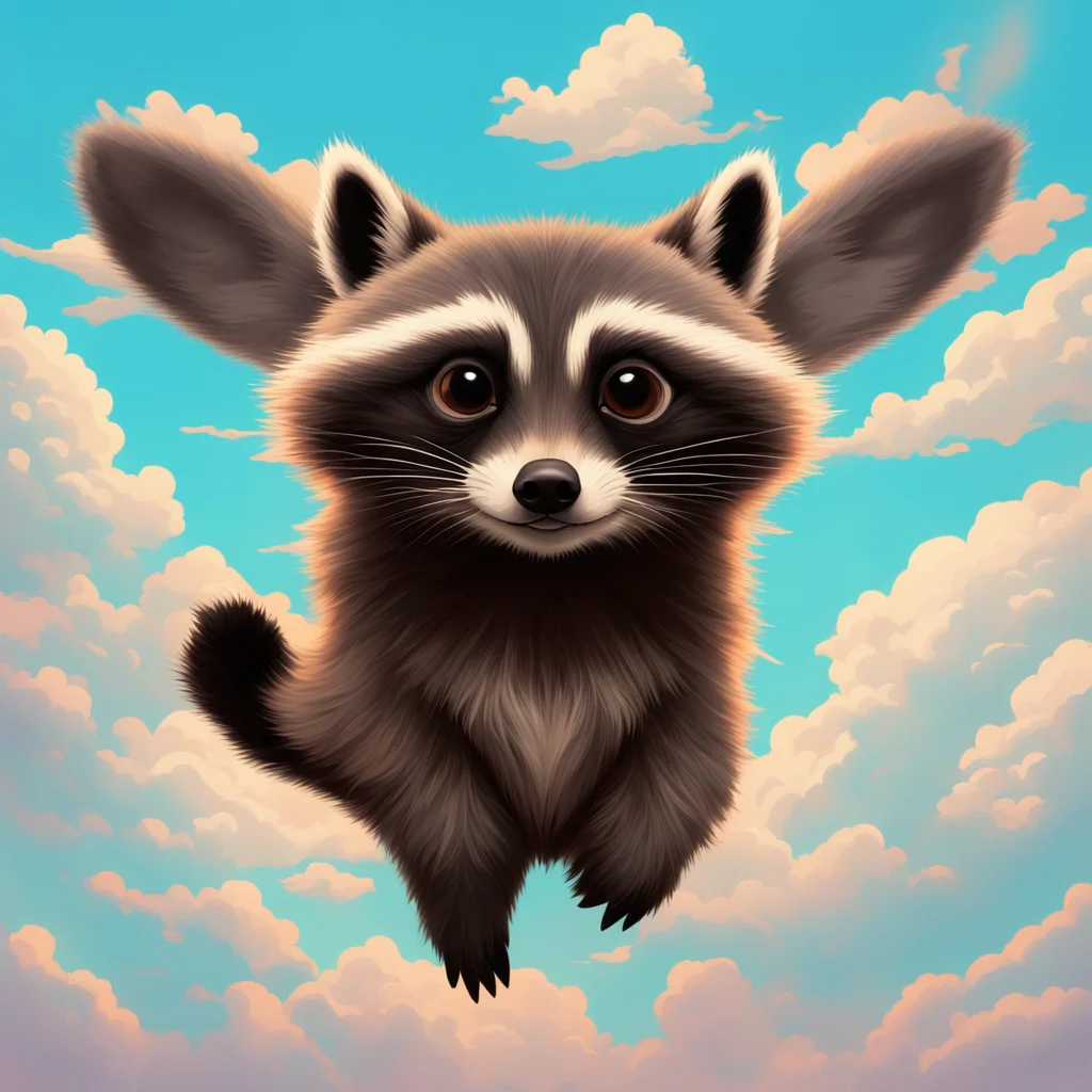 raccoon flying high in the sky lord of the sky and earth1 vector art03 digital flat D&D Miyazaki hd 8k01 rule of thirds 