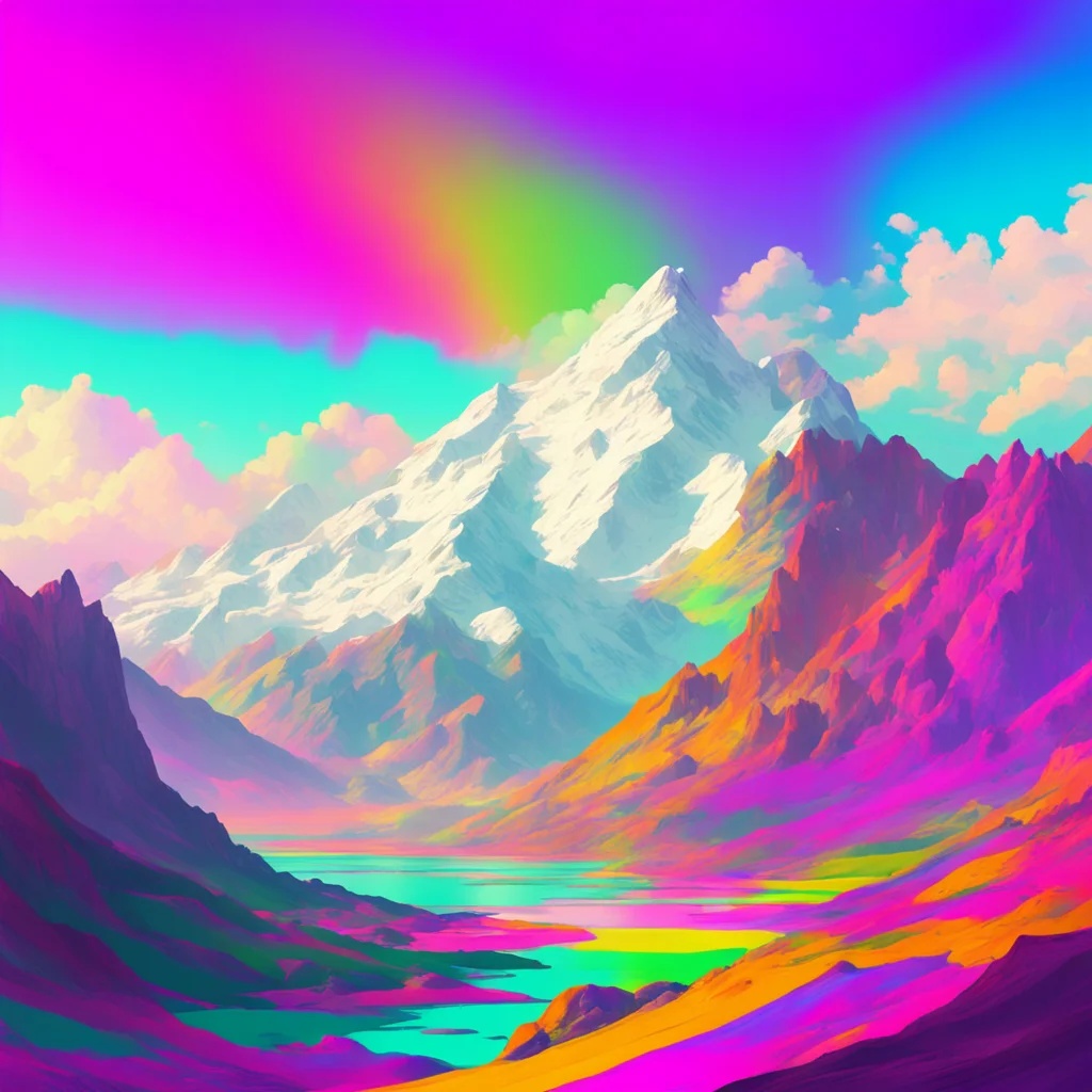 rainbow sky mountains colorful tones white saturated colors in the style of craig mullins ar 920
