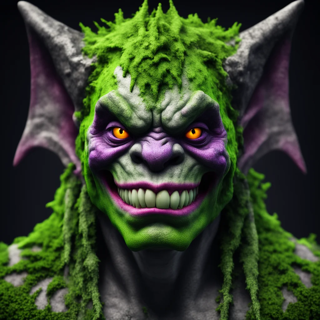 rapper 6ix9ine gargoyle with dark background perfectly symmetrical stone texture aged gothic high contrast unreal engine