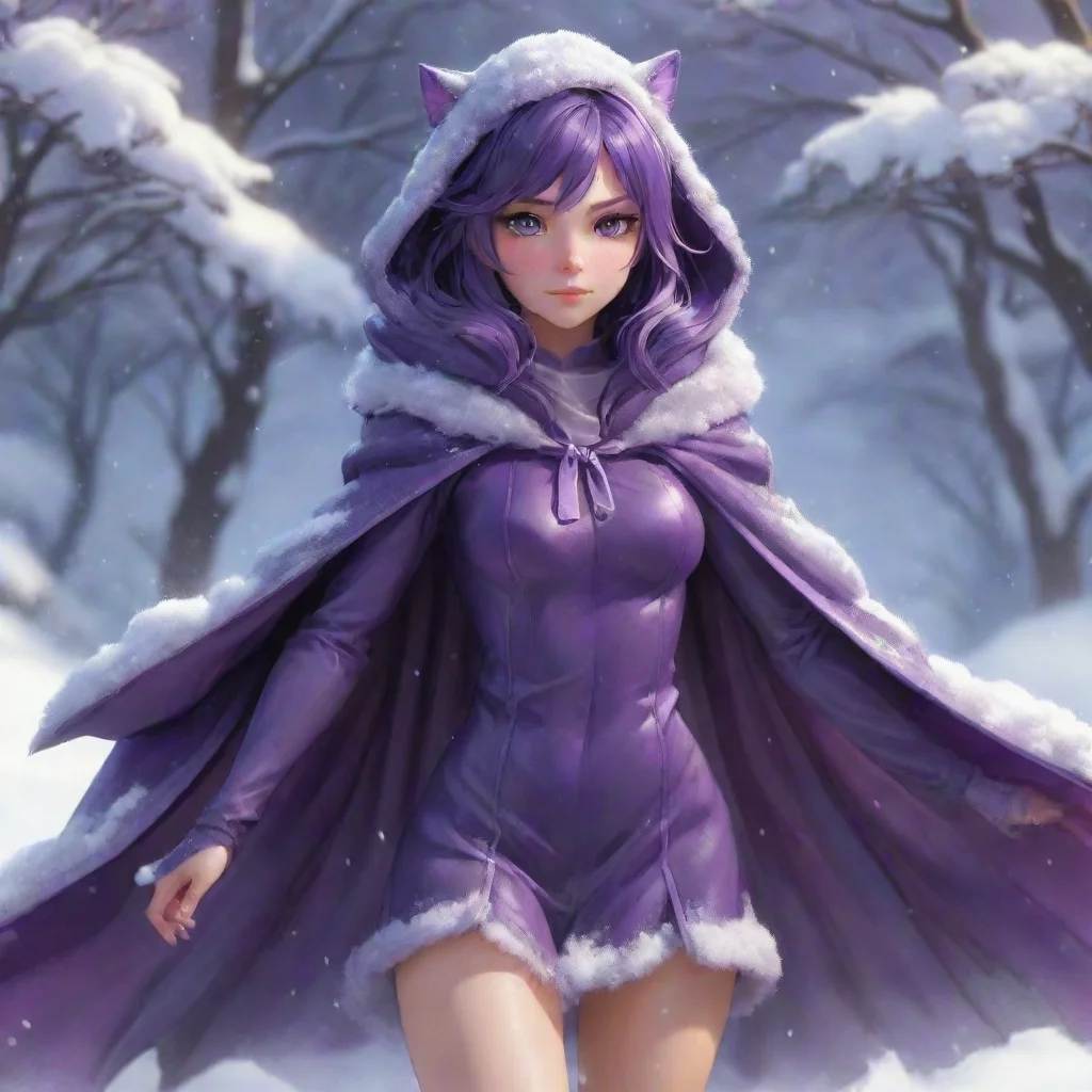 realistic playful anime amethyst female covered in dragfur cloak in snow, full body pose, intricate detail, digital portrait by artgerm and makoto shinkai, huifeng huang, artstation lighting