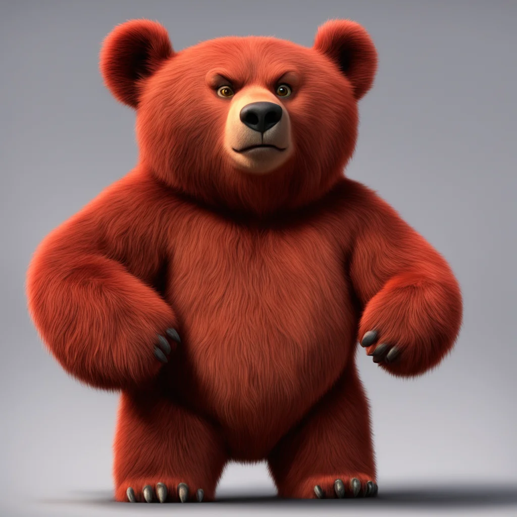red bear with claws point down pixar