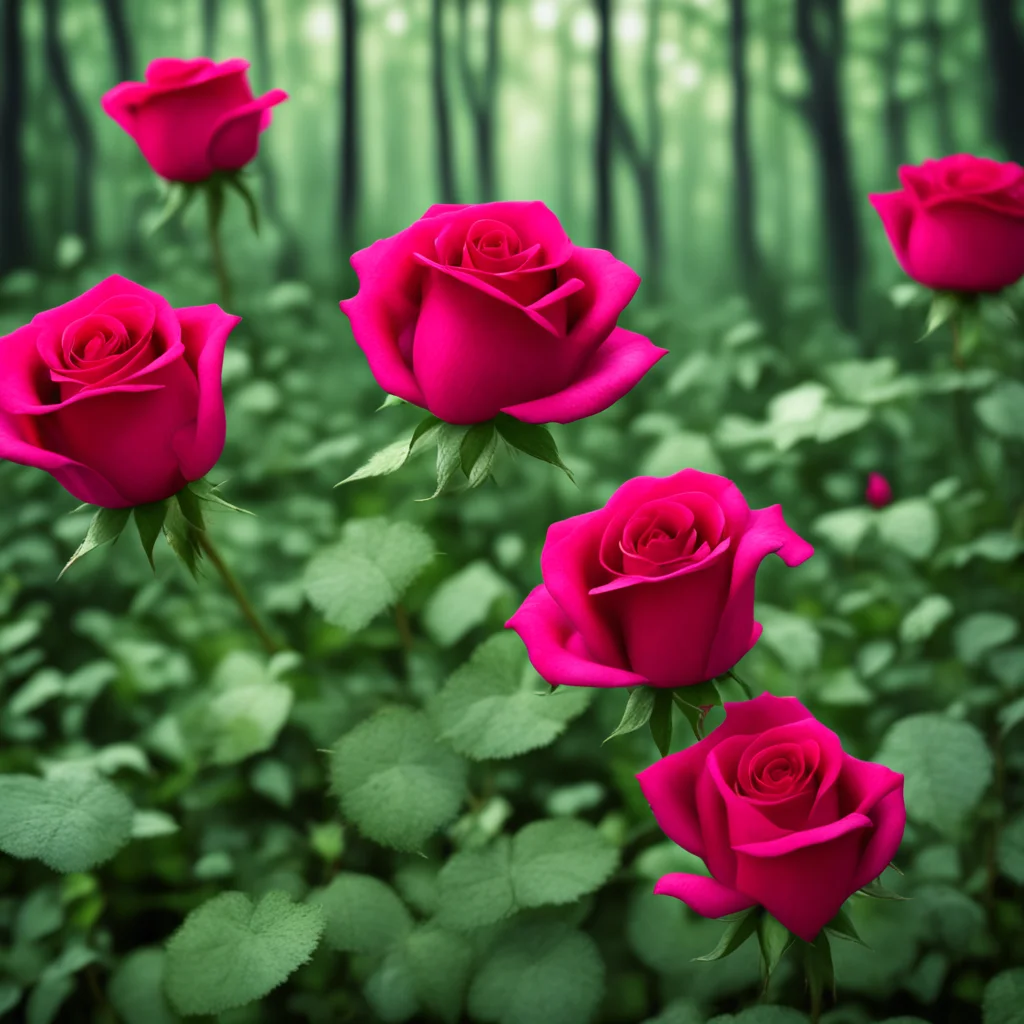 red roses overgrown forest close up view 8k bloom ethereal photographic dramatic lighting ar 32