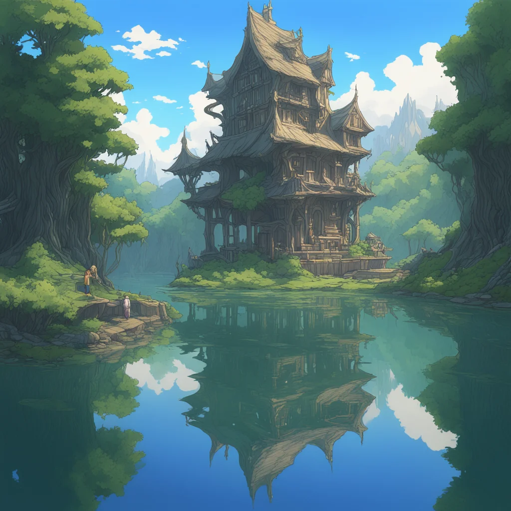 reflection in the lake made in abyss concept art artstation matte painting caustics toni infante FFIX Pastal colours artstation 8k lineartw 1024 h 17