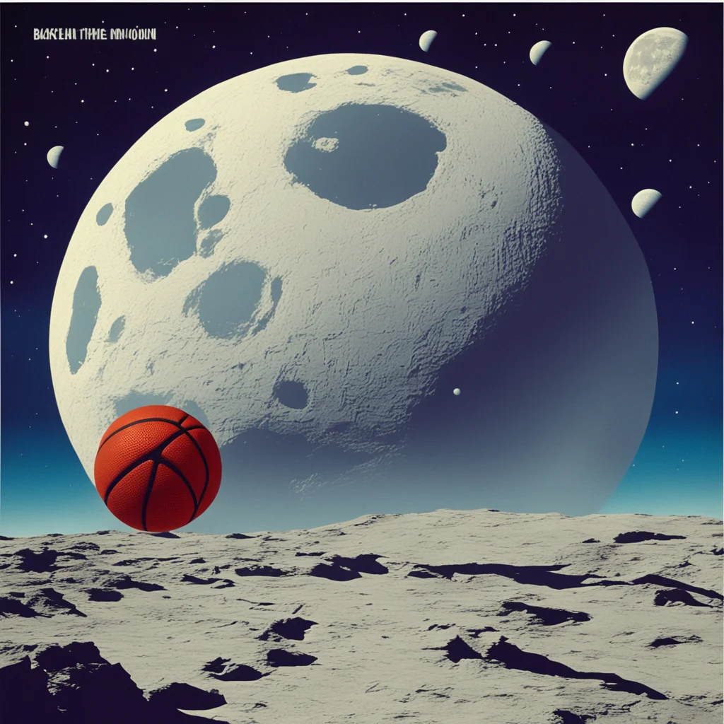 retro video game ad basketball on the moon