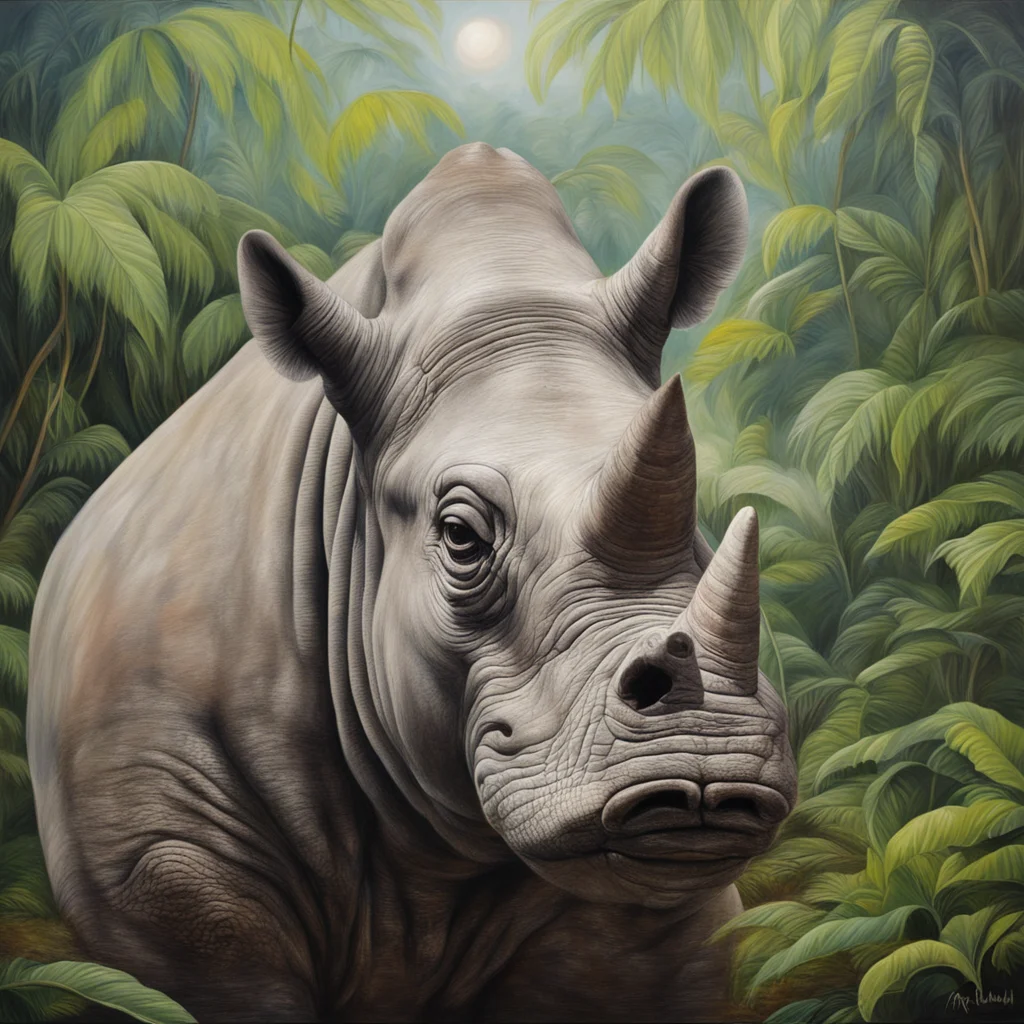 rhinoceros human portrait The island of dr moreau Ken Currie painting Hyper Realistic Acrylic Painting ar 916