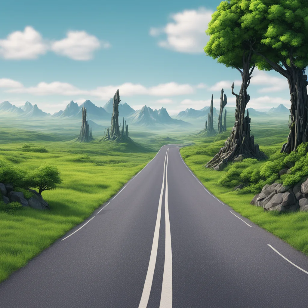 road dividinghalf nature half robot scenery