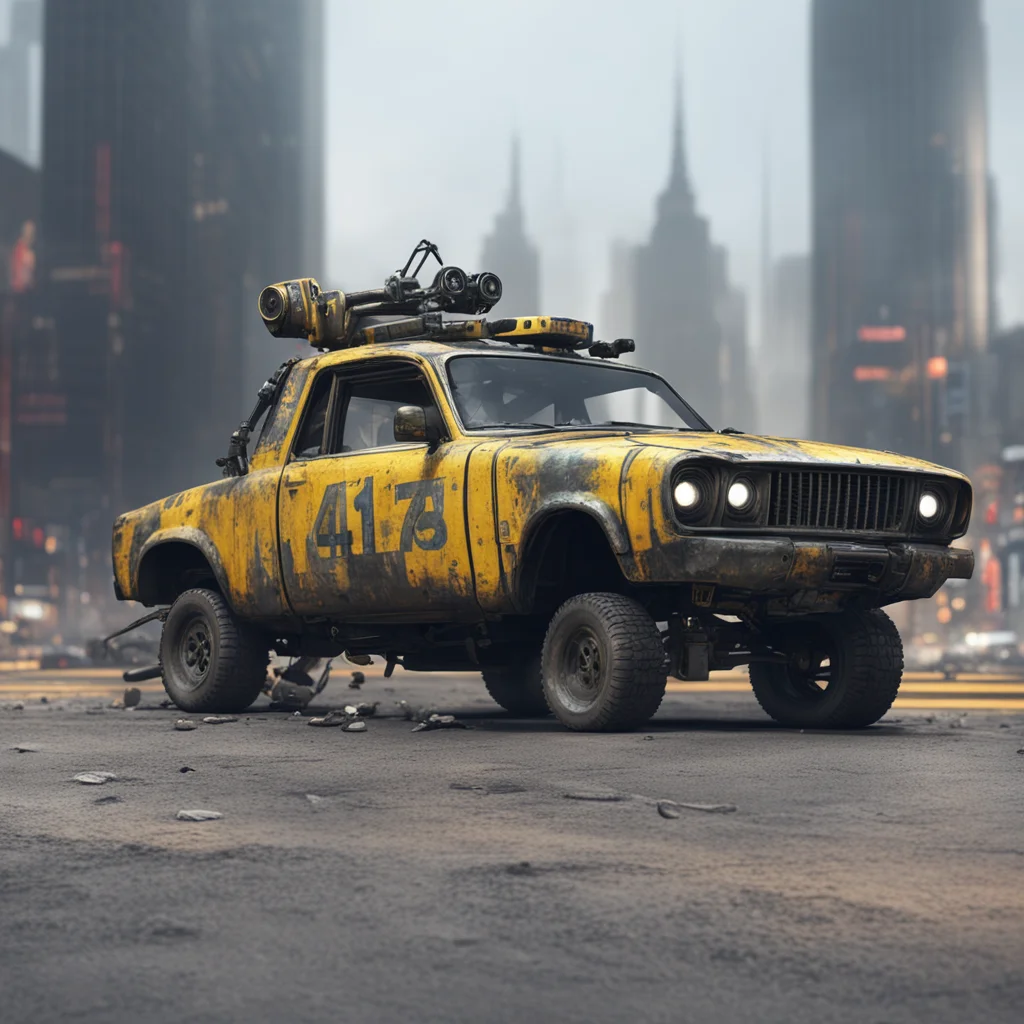 robot hailing taxi Post apocalyptic cyberpunk ultra realistic cinematic lighting octane render 8K photo realisticar 169