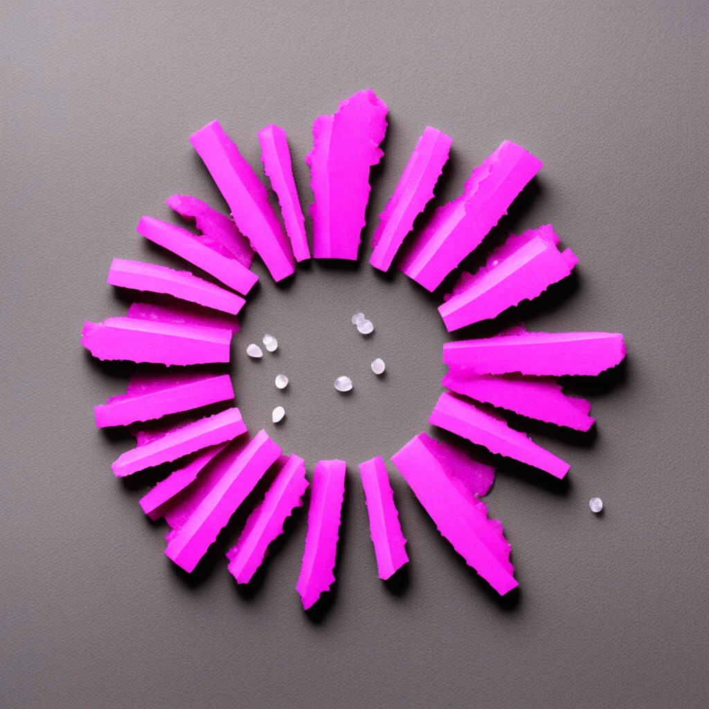 rocks and pink crystals in the shape of a saw blade