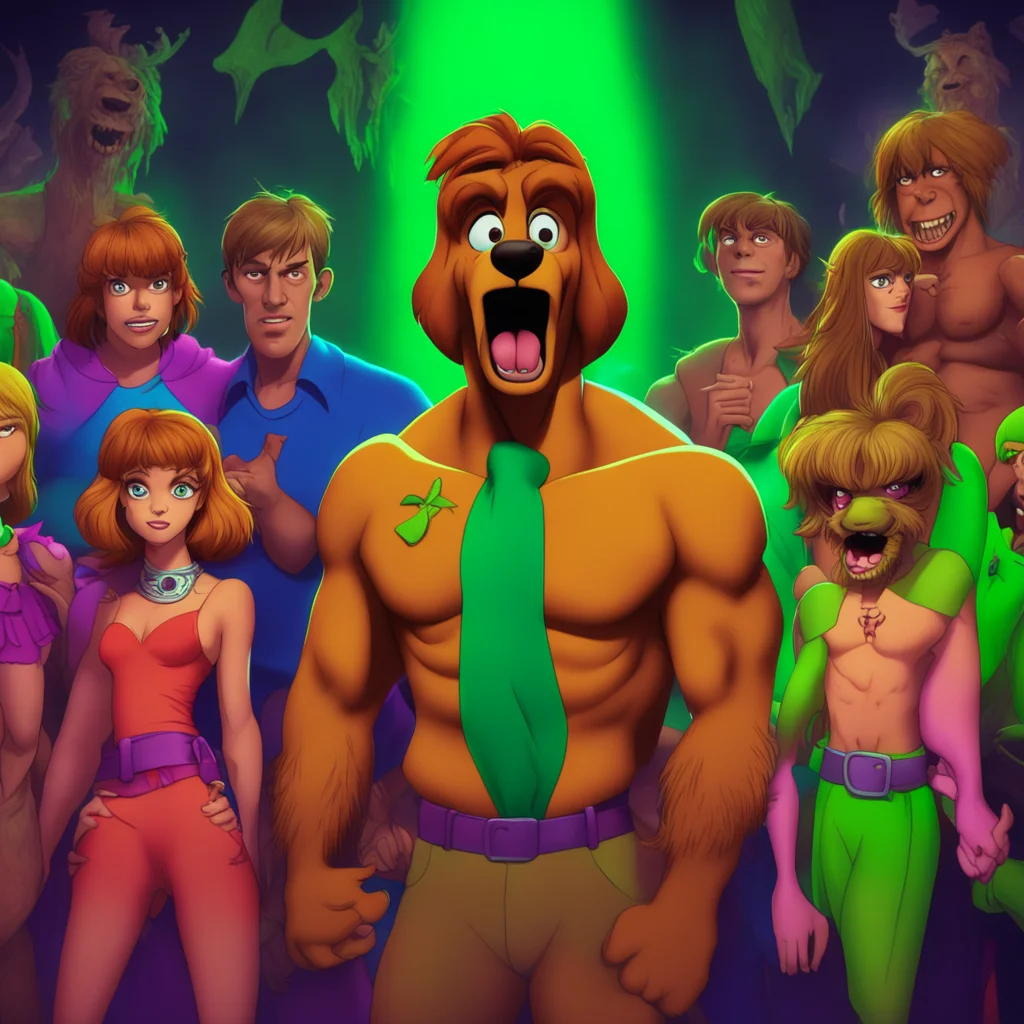 scooby doo and shaggy surrounded by hell spawn and winger angels horror cinematic 4K —ar 169