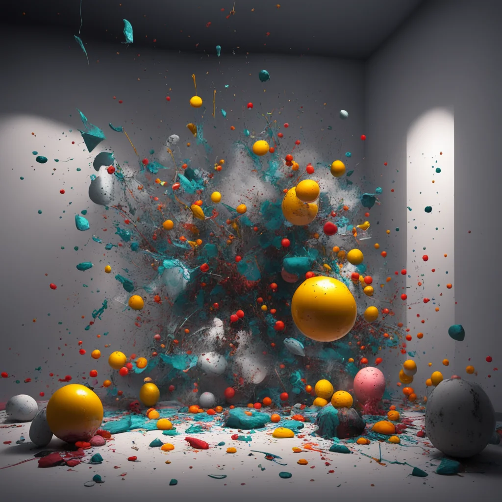 shapes out of control 3d 2d mixed realities  hyper realistic dramtic lighting paint splatters trending on artstation