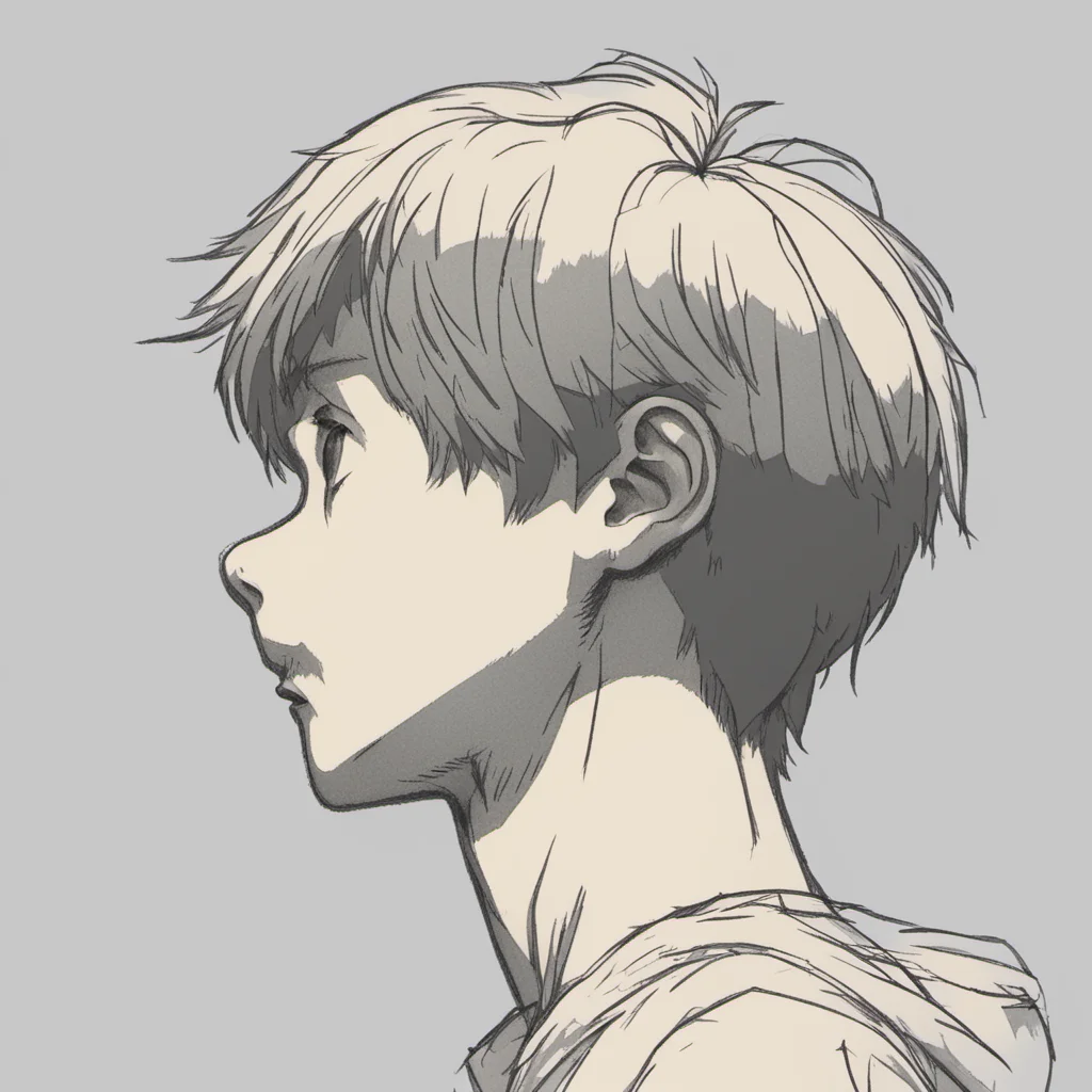side view of a boys head side face style of Studio Ghibli detail outline detail sketch slam dunk Hayao Miyazaki