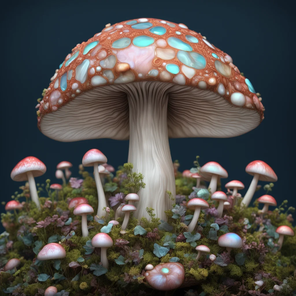 single open mushroom dmt mother of pearl insanely detailed and intricate hypermaximalist elegant ornate luxury elite Jam