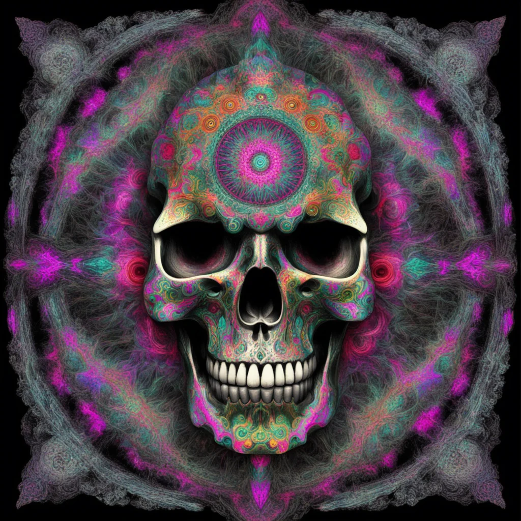 skull diablo billelis glitch art explosion mandala metal fine details ar 45