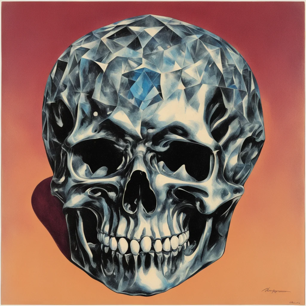 skull made of diamond glistening thrasher pulp art fantasy magazine circa 1968 ar 1117