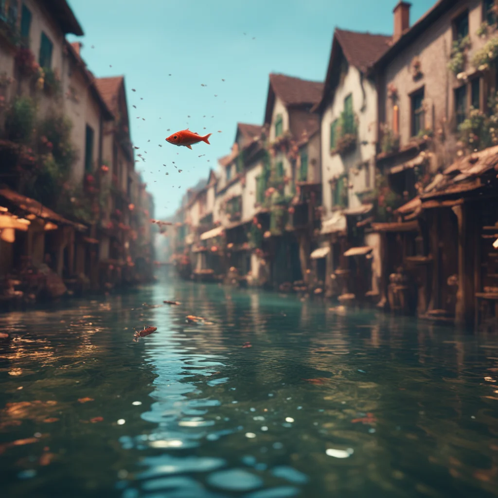 small fish leaped out of the watertrending on artstation8k post processing wide angle trending on artstation environment