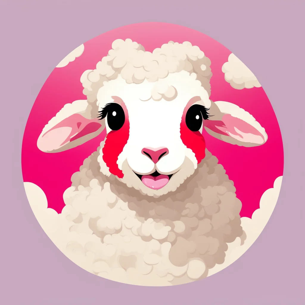 smile lamb portrait round travelblog anime animation 2d clean in red and white
