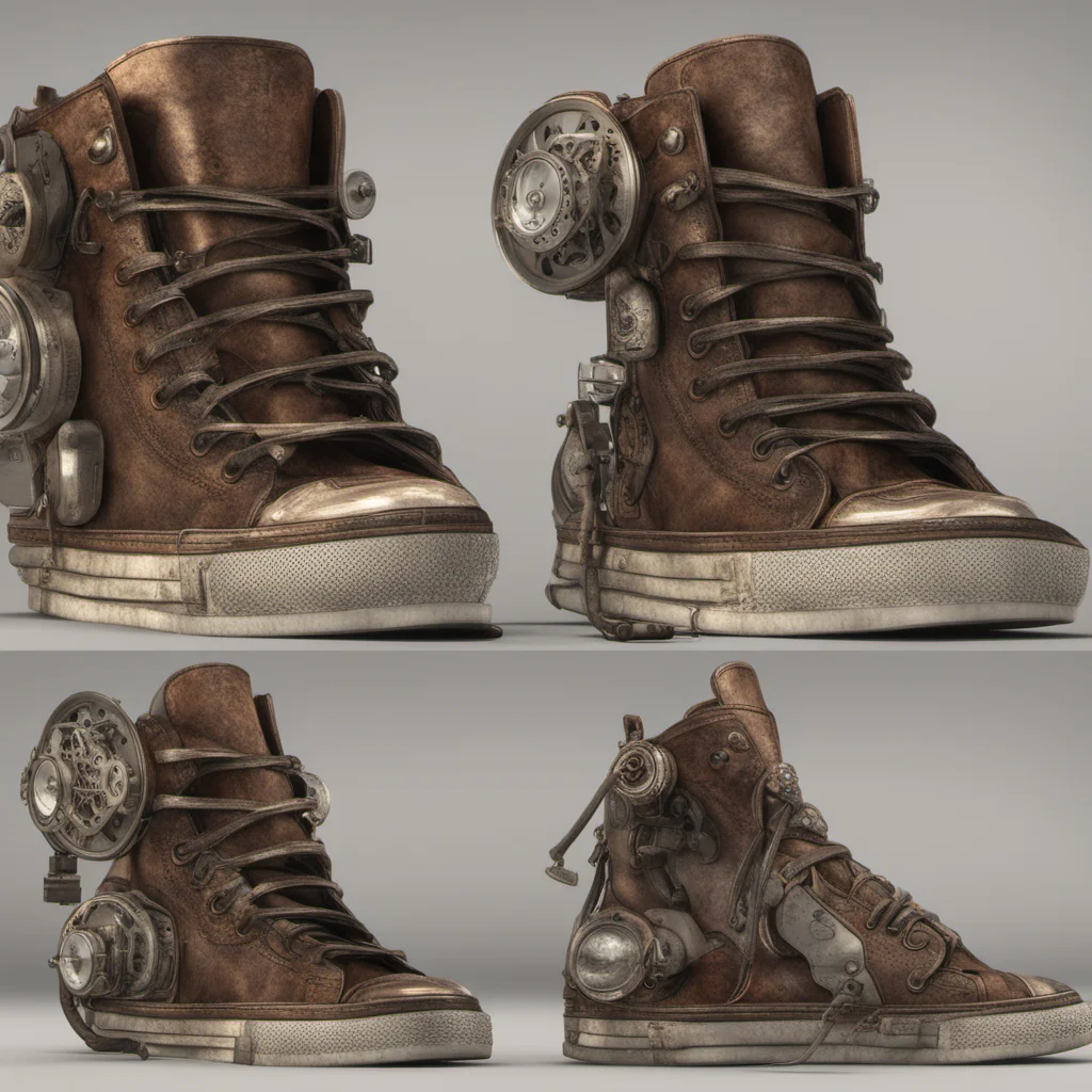 sneakers in the style of steampunk hyper realism octane render intricate details photography @Dave$ 33% relaxed