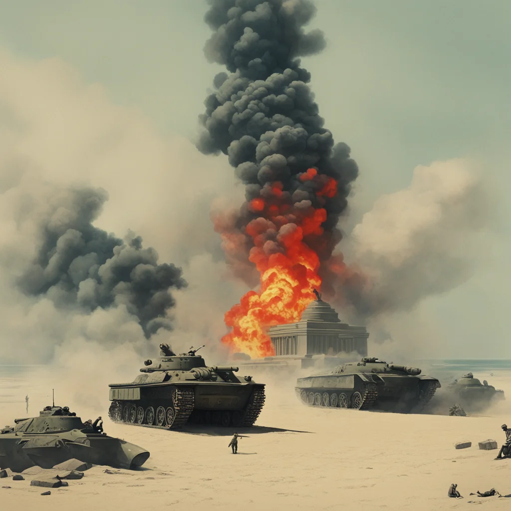 soviet constructivism propaganda military temple tanks soldiers smoke fire smog industrial beach ar 169