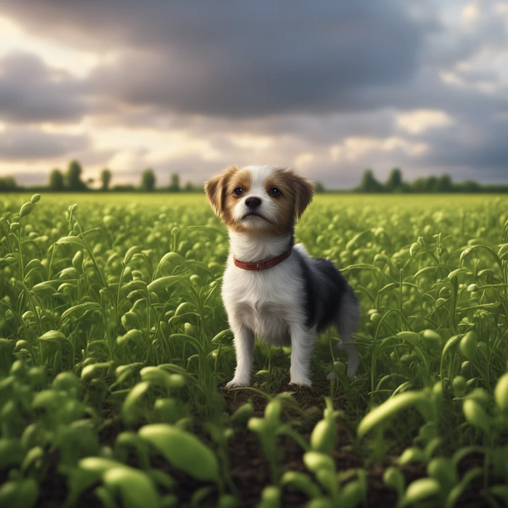 soybean field small dog in field cgi details concept art landscape epic cinematic atmospheric 4k ar 149