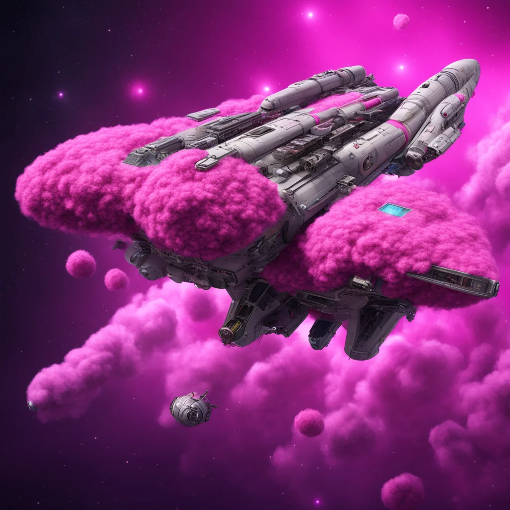 space battleship made of pink wool photorealistic 8k