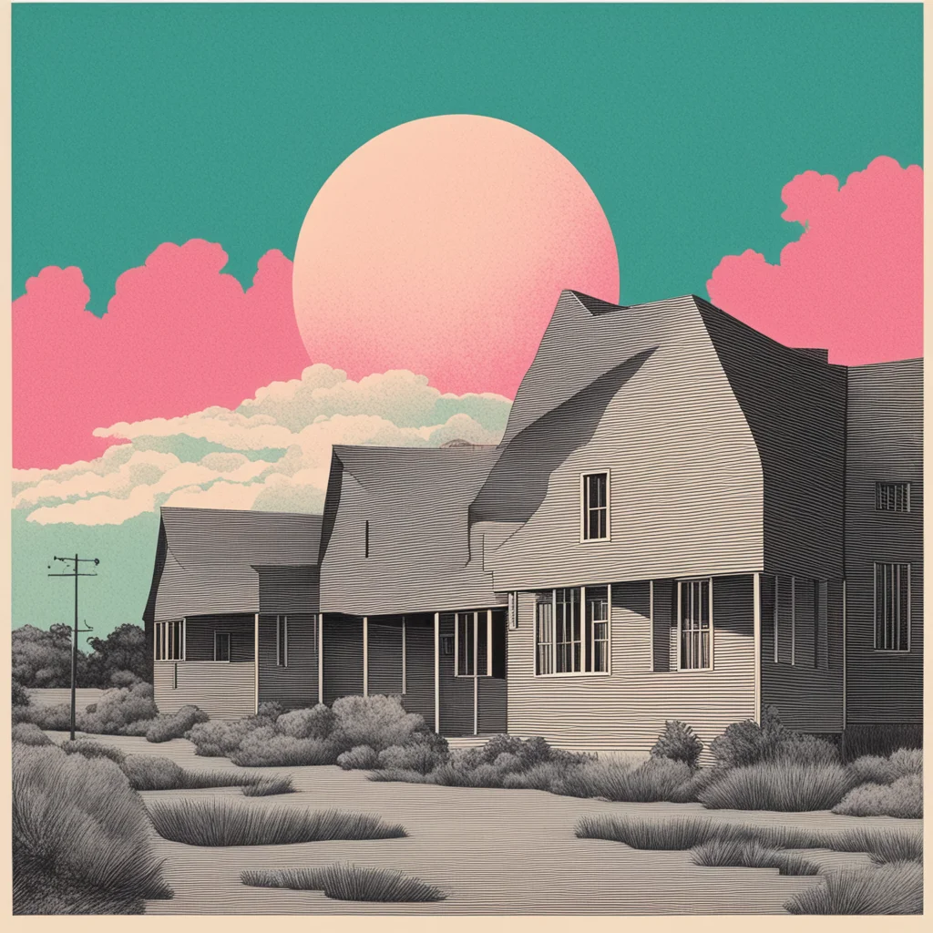 st louis city architecture houses strange planet dramatic sky textures dertailed 1970s illustration and risograph ar 810
