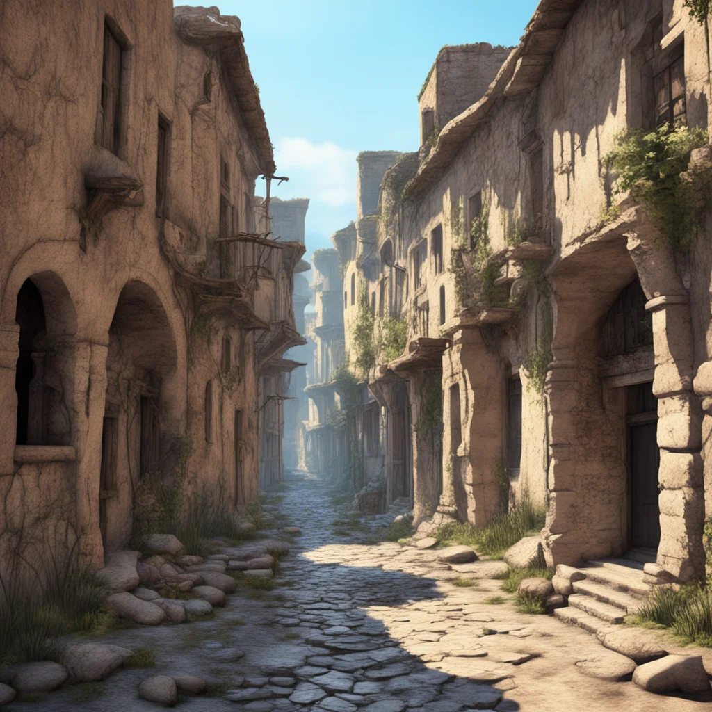 street of an ancient abandoned city zbrush vray unrealrender watercolor w 1024 h 1792