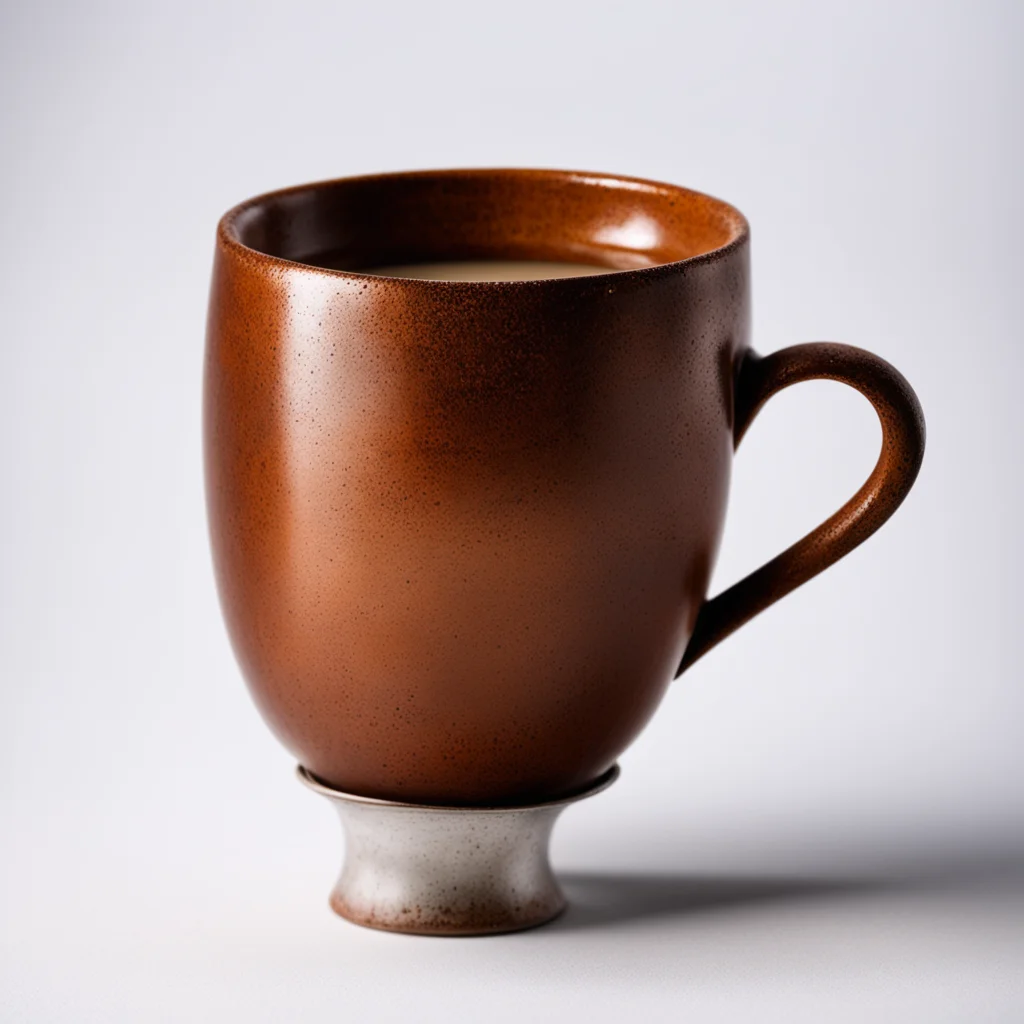 studio shot of a coffee cup made of rusty steel