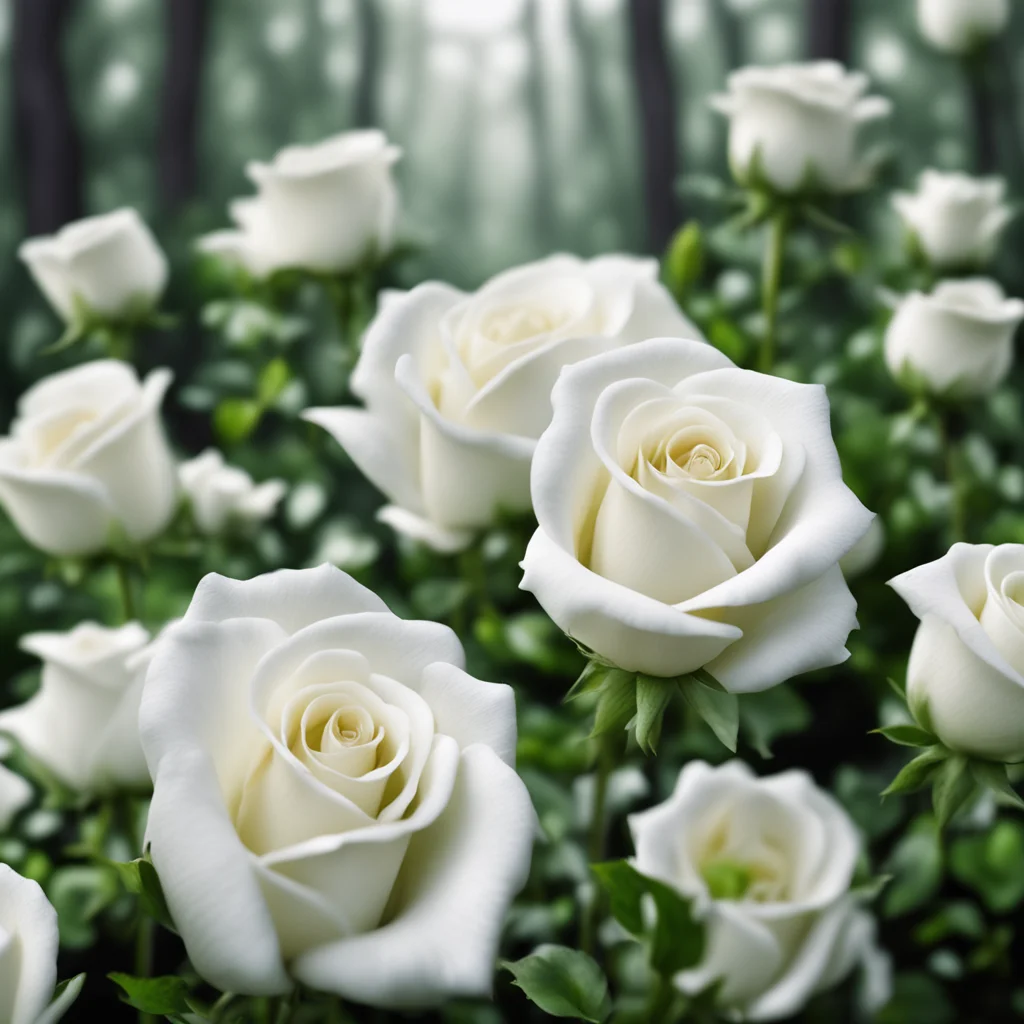 stunning and expressive white roses overgrown forest close up view 8k bloom ethereal photographic dramatic lighting ar 3